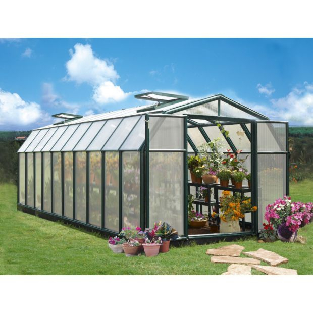 Serre Polycarbonate Hobby Gardener 16,50 M² Vert – Palram concernant Oogarden Serre Polycarbonate