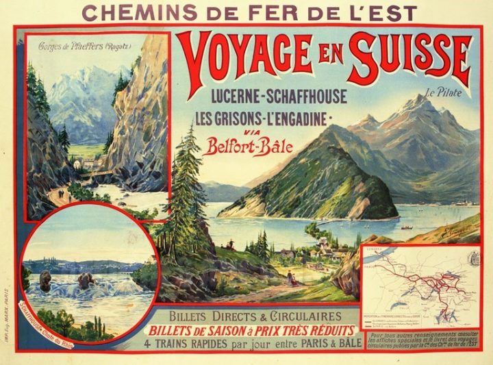 Voyage En Suisse Trains Rapides – Vintage Poster Bank encequiconcerne Le Chemin De Skeunk Retro