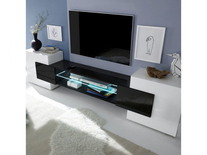 meuble tv noir et blanc laqué conforama