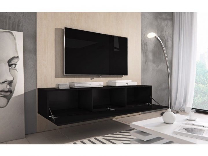 meuble tv noir 160 cm