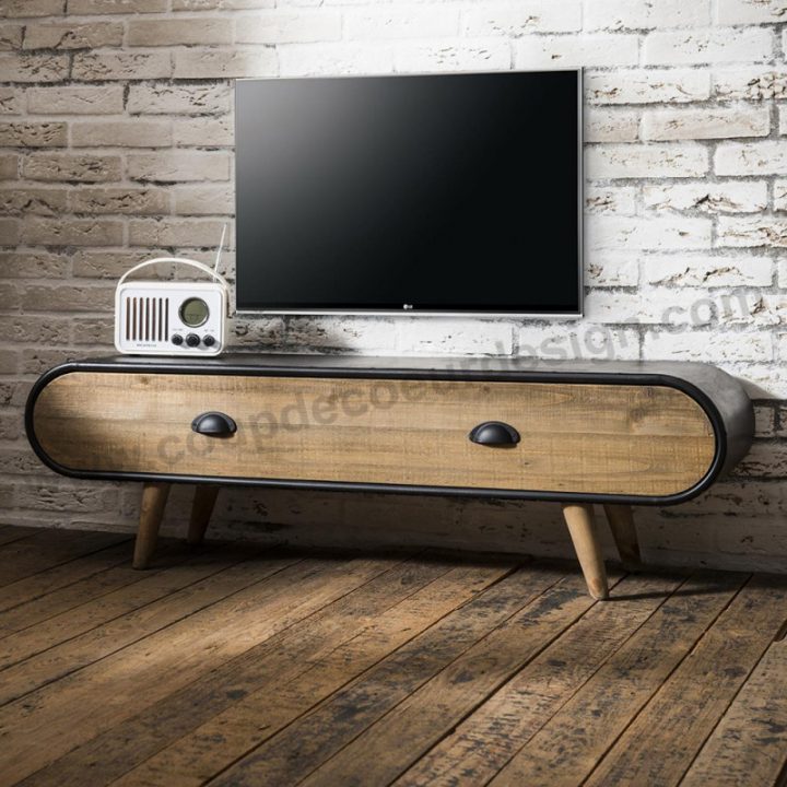 meuble tv industriel metal et bois