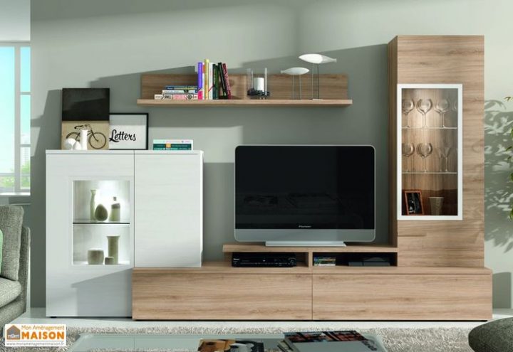 Ensemble Meuble Tv Mural Dublin (2 Coloris) | Muebles Modulares tout Ensemble Meuble Tv Design Mural Dublin Ramis