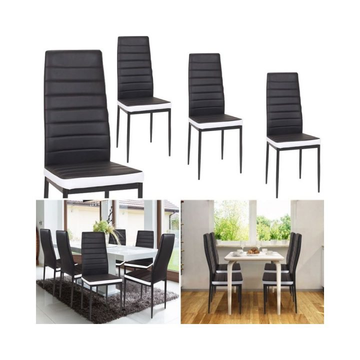 Idmarket – Lot De 6 Chaises Romane Noires Bandeau Blanc Pour Salle À intérieur Chaises But Romane