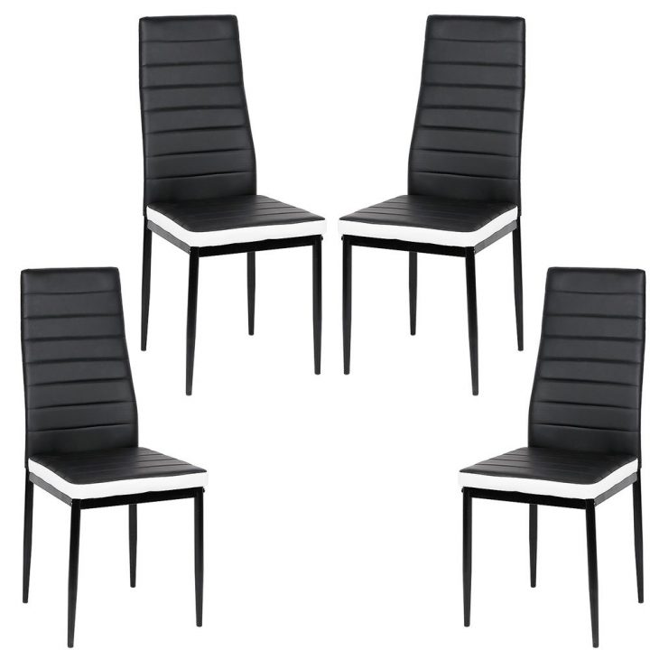 Jeobest – Lot De 4 Chaises Romane Noires Bandeau Blanc Pour Salle À encequiconcerne Chaises But Romane