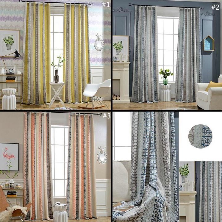 Rideau Tamisant En Coton Lin Jacquard Géométrique Pour Chambre À pour Rideaux Fenetre Manssarde