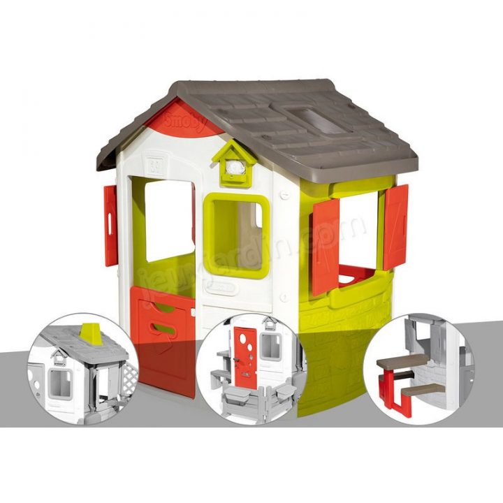 Vente En Ligne Cabane Enfant Neo Jura Lodge – Smoby + Cheminée + Porte avec Bache De Protection Maison Smoby