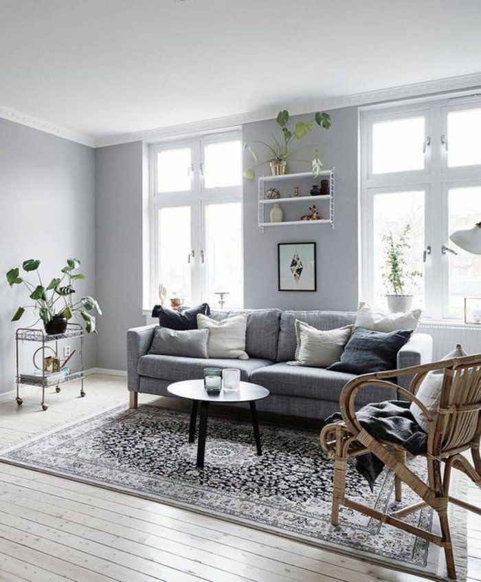 meuble salon gris et blanc