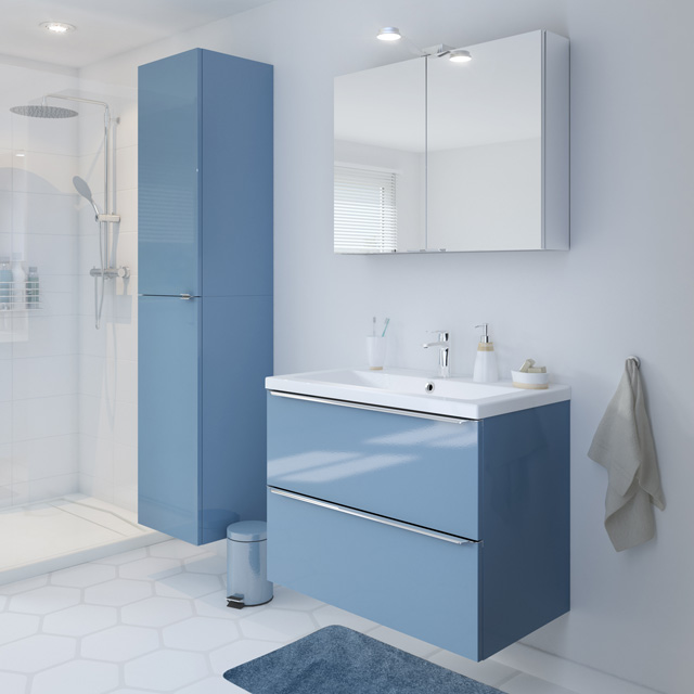 meubles de salle de bain bleu