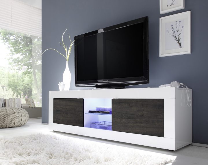 meuble tv blanc noir