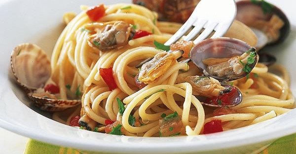 spaghetti mit muscheln in sahnesauce