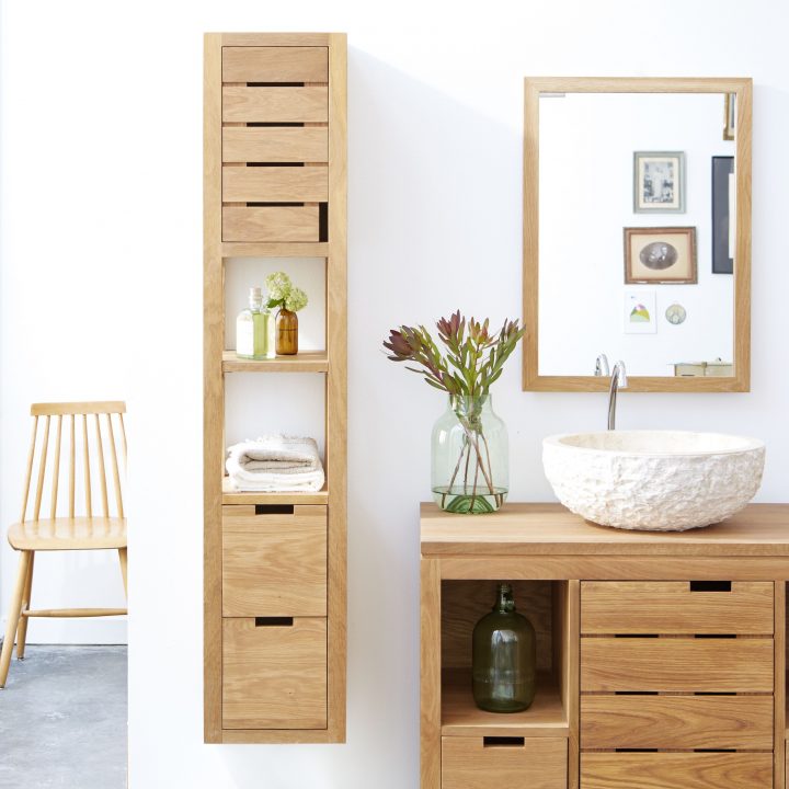 meuble salle de bain bois colonne