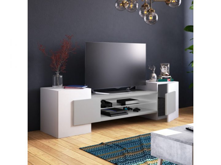 meuble tv gris et blanc