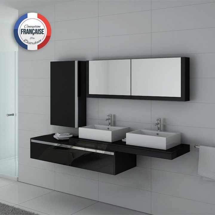 meuble salle de bain noir double vasque