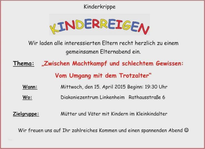 vorlage einladung elternabend kita