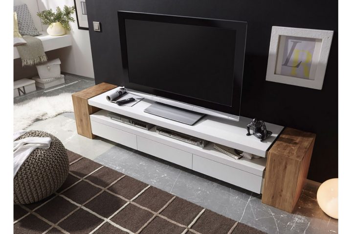 meuble tv blanc 200 cm