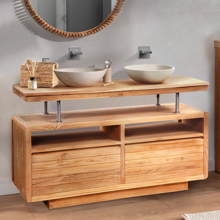 meuble salle de bain original bois