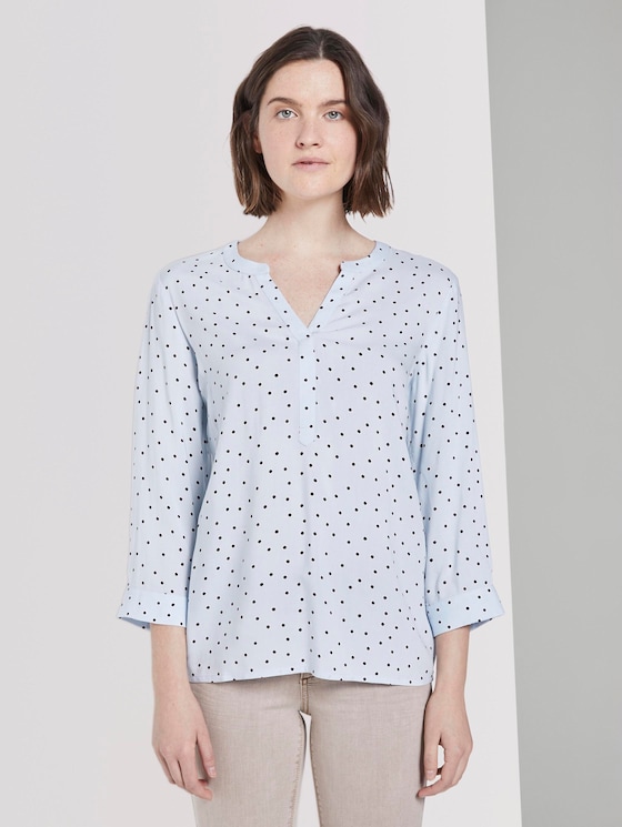 bluse blau gelb gemustert