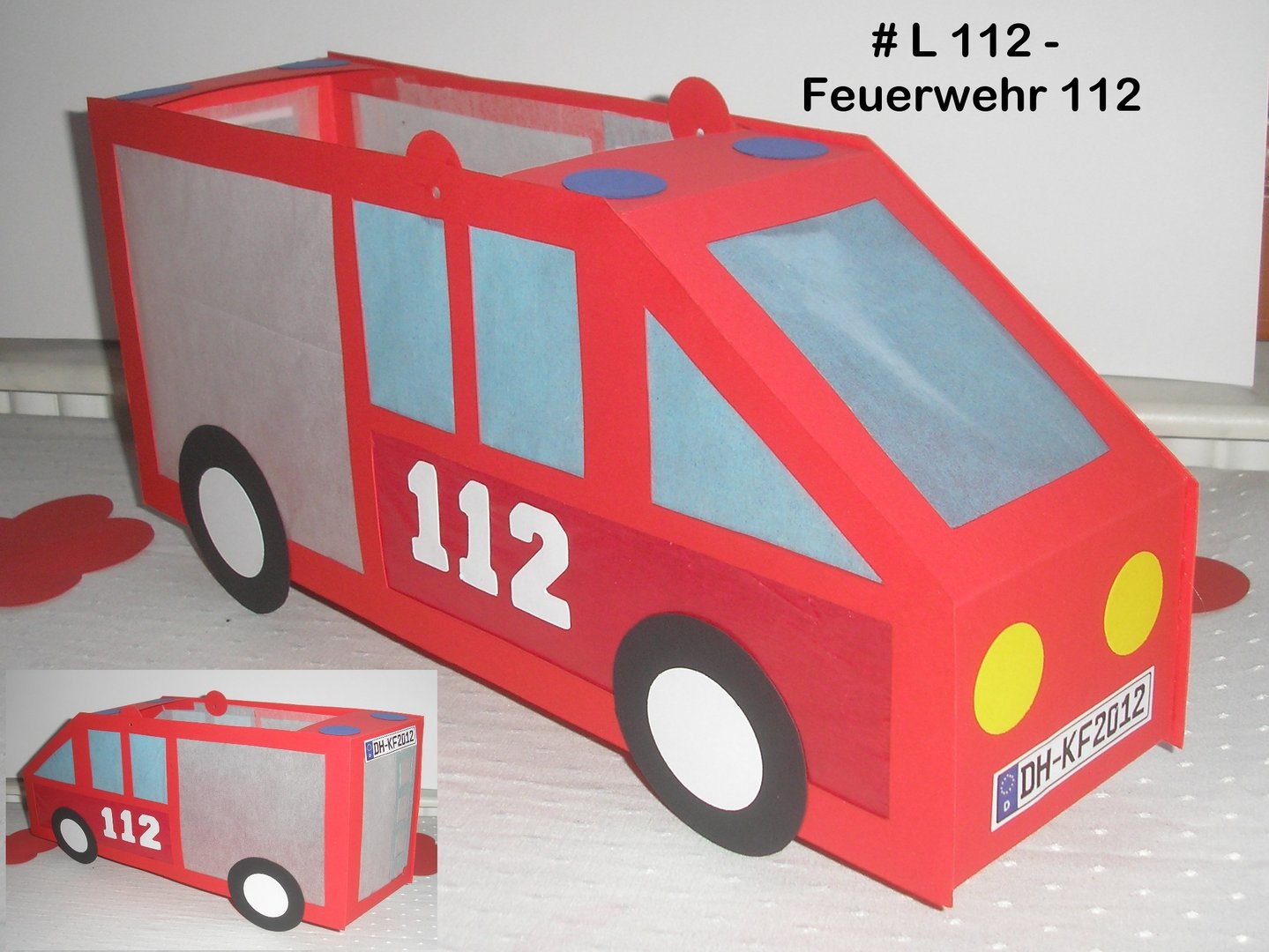 Bastelpackung für Laterne Feuerwehr 112** versch. Größen - Bastelkönigin