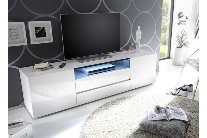 meuble tv design blanc laqué