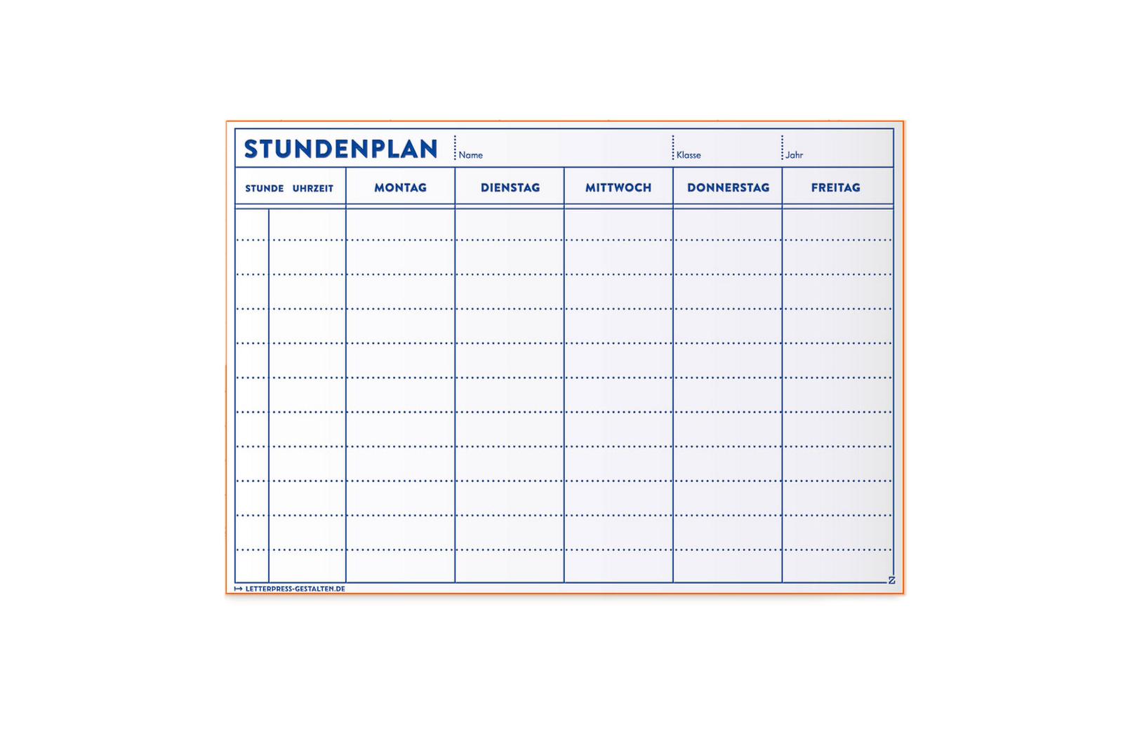 Schöner und Schlichter Stundenplan