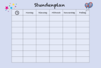 stundenplan vorlage kostenlos