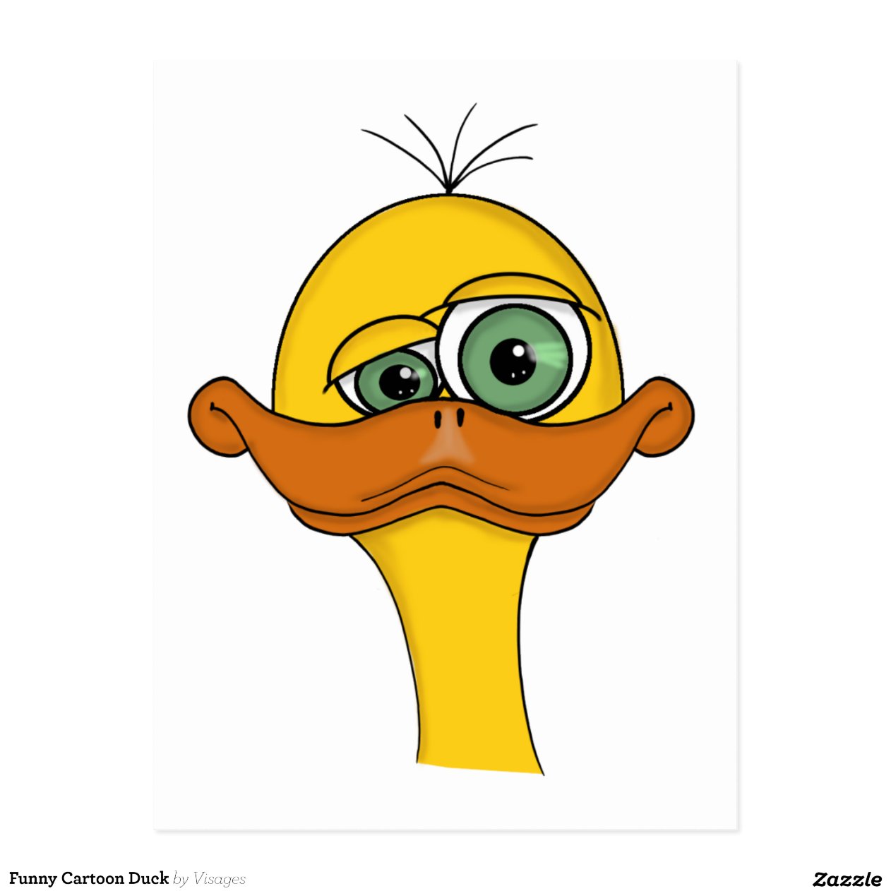 Lustige Cartoon-Ente Postkarte | Zazzle