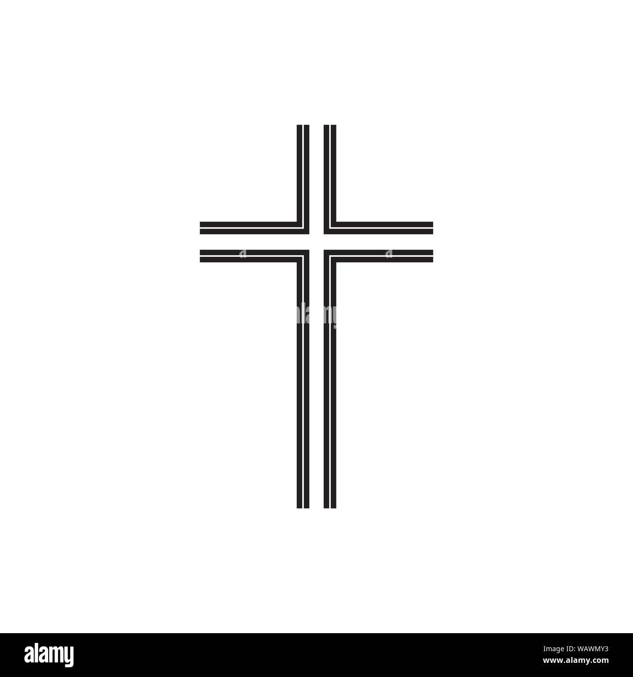 Christliche Symbol, schwarz dünne Linie Kreuz Symbol. Kirche logo