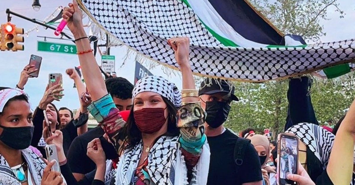 Top model Bella Hadid joins pro-Palestinian protest in New York City