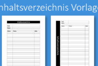 inhaltsverzeichnis vorlage