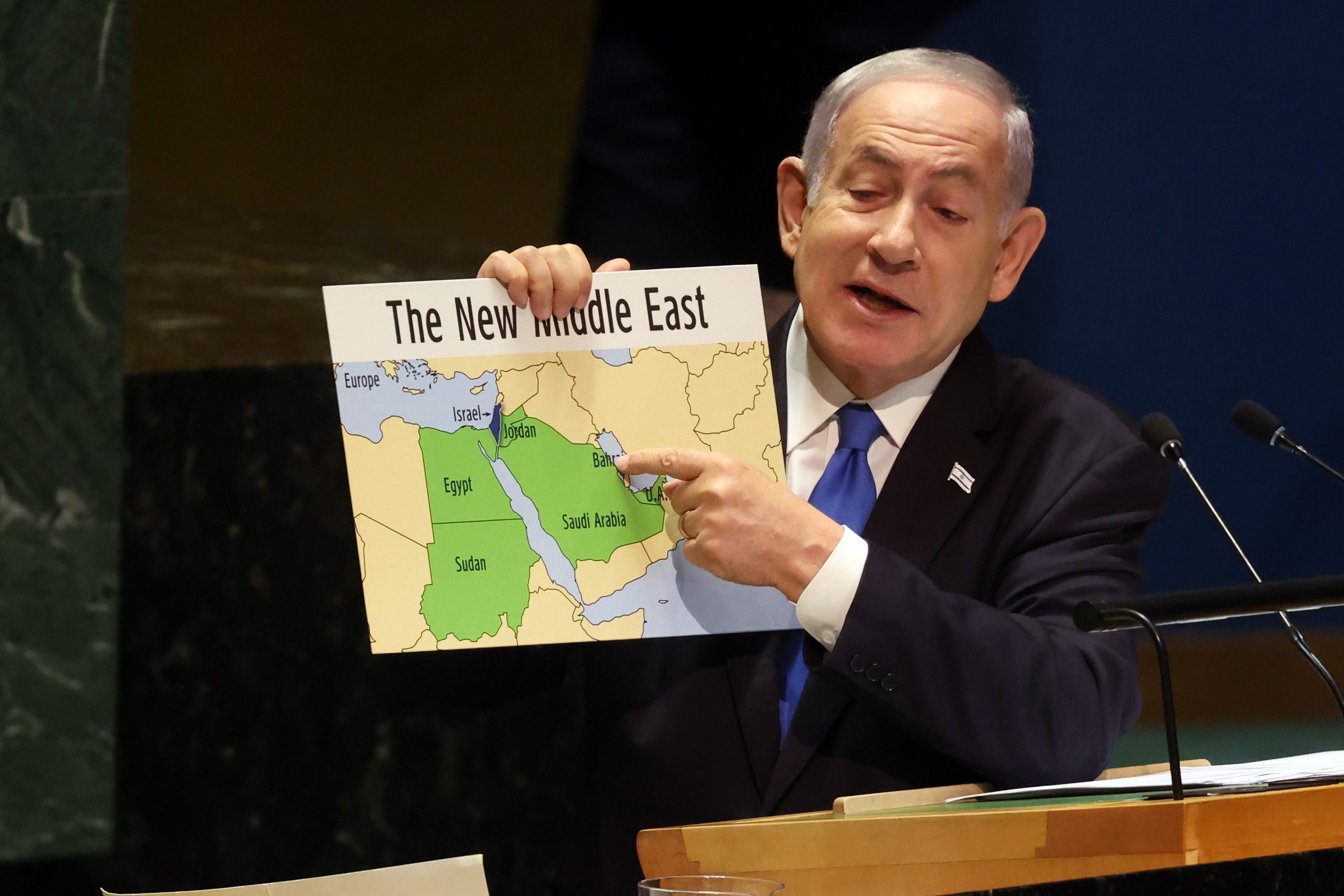 Netanyahu Shows Map of 'New Middle East'—Without Palestine—to UN