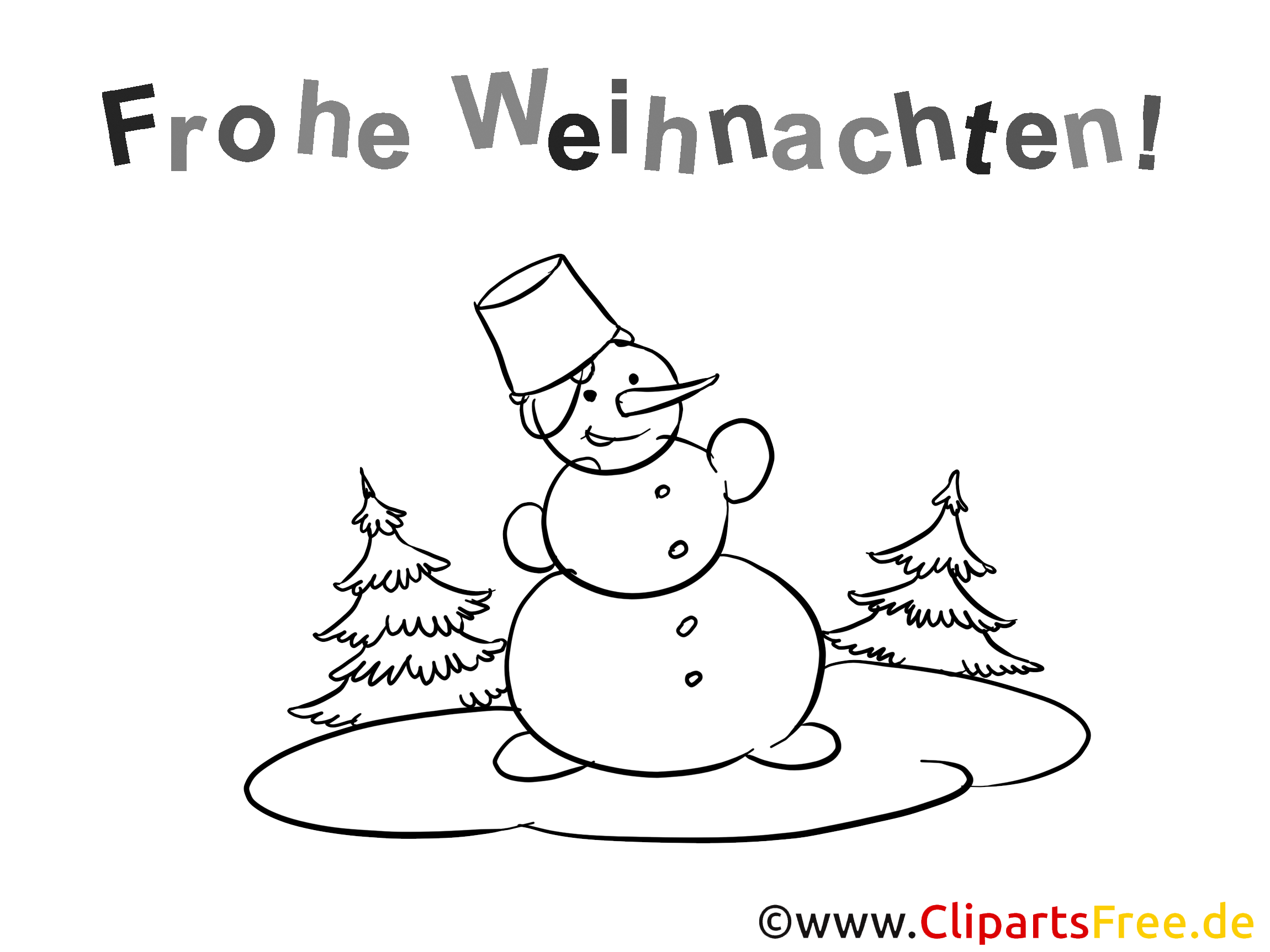 Ausmalbild Schneemann Frohe Weihnachten