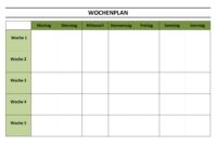 vorlage wochenplan