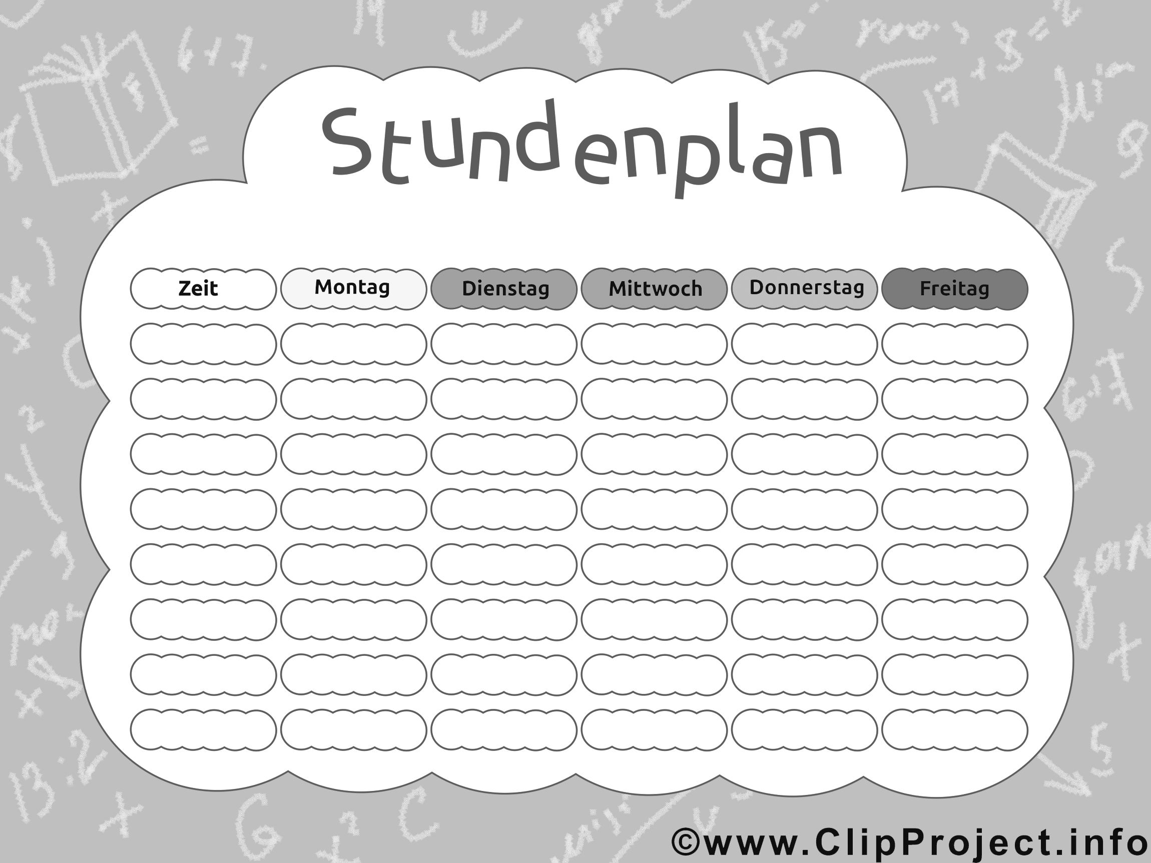 Stundenplan leer und kostenlos