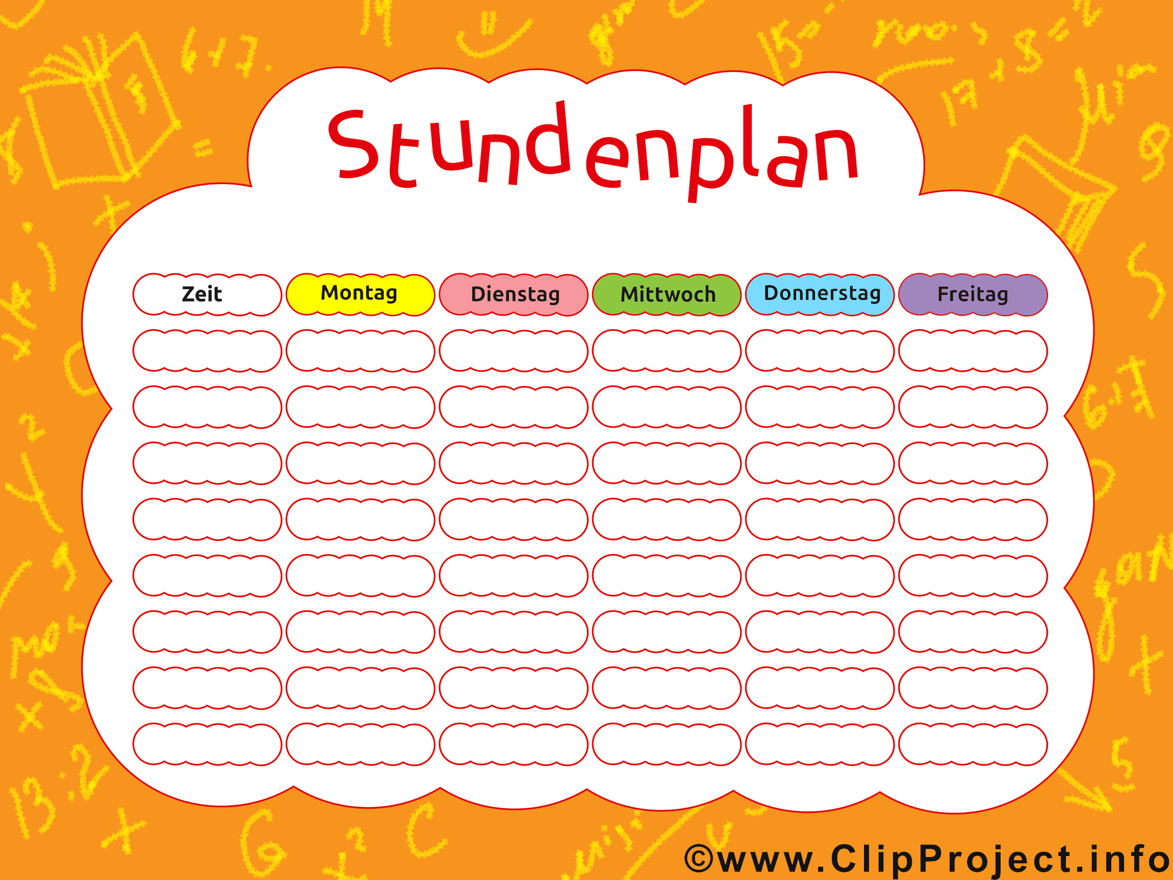 Stundenplan zum Ausfuellen