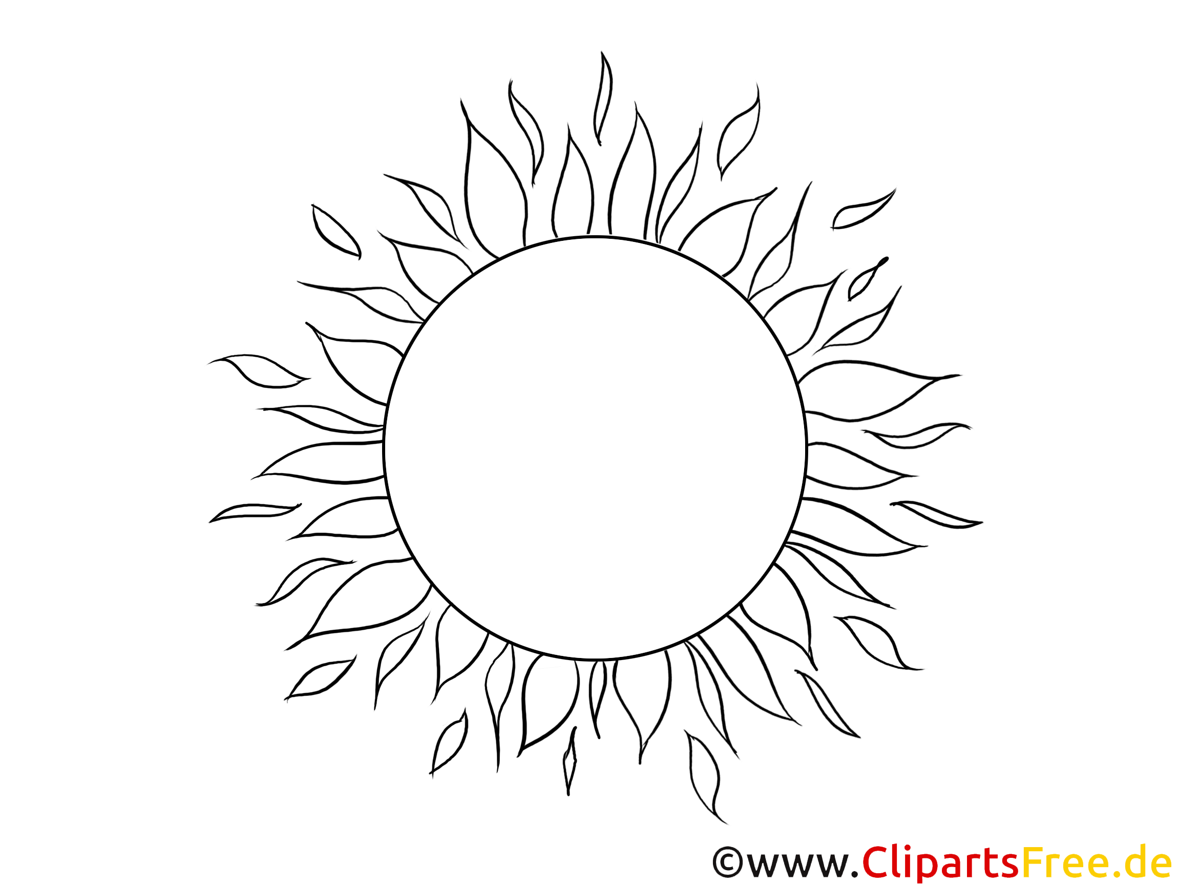 Sol, para colorear, blanco y negro clipart