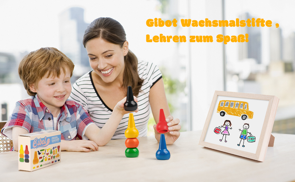 Gibot Kleinkinder Wachsmalstifte Handflächengriff Wachsmalkreide, 6