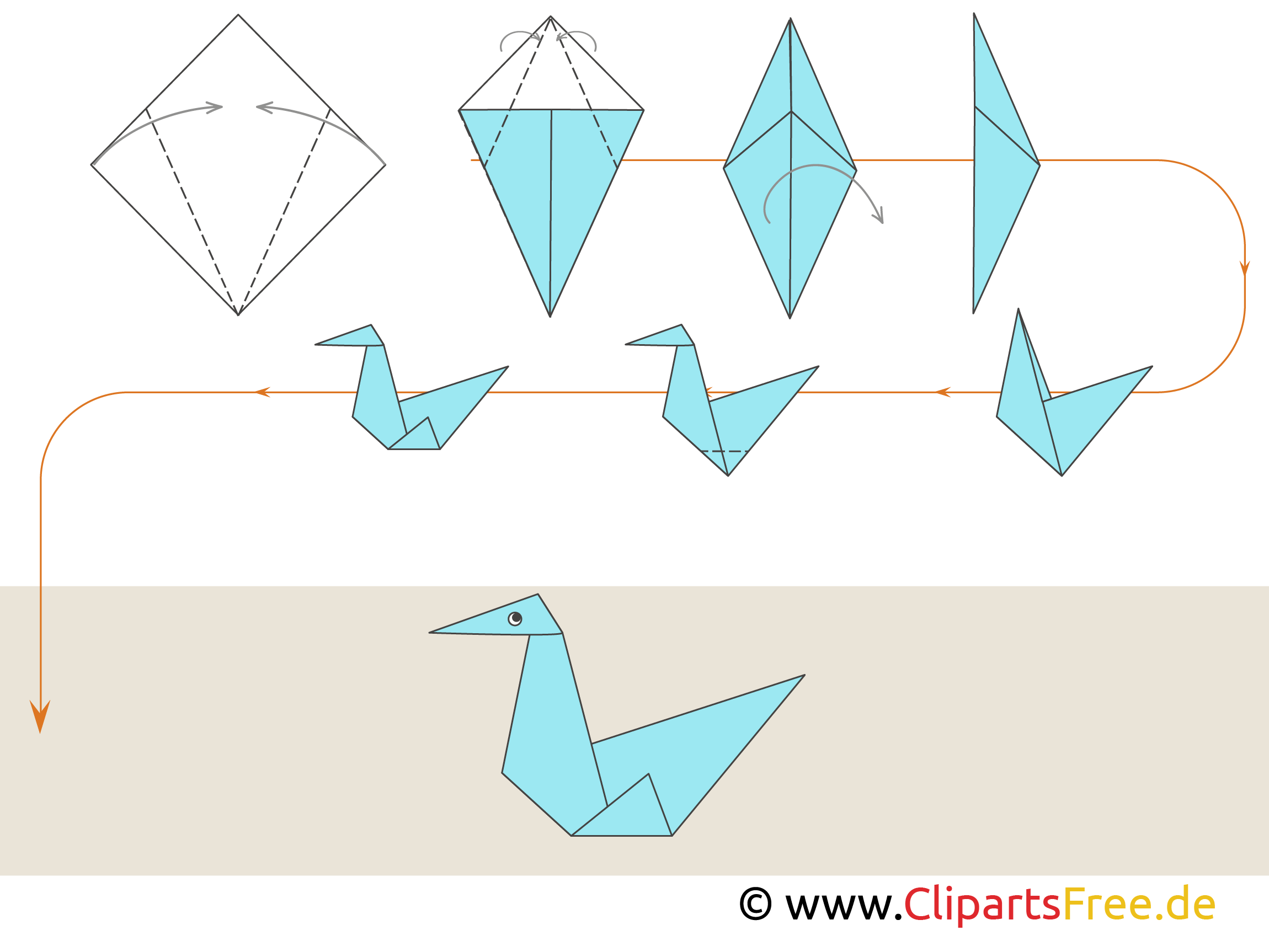 Origami Anleitungen zum Falten Vogel