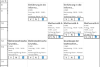 stundenplan uni vorlage