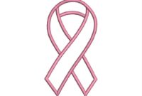 breast cancer ribbon on a grid outline