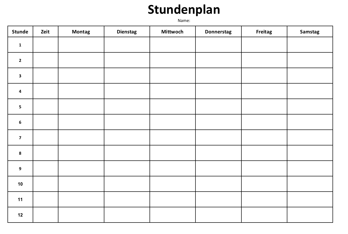 Stundenplan Vorlagen | Stundenplan Zum Ausdrucken bei Stundenplan